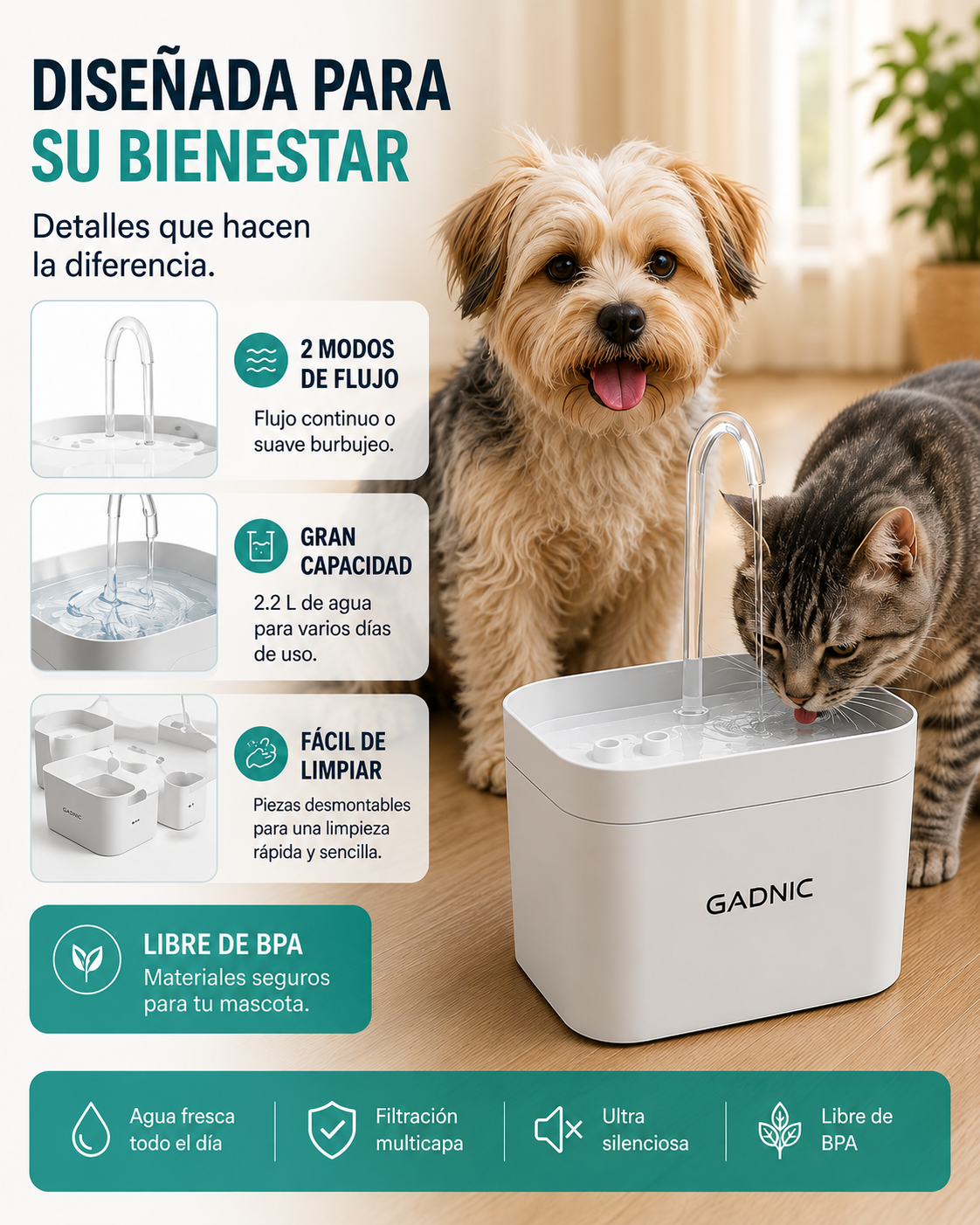 Bebedero Inteligente Automática de Agua Fresca